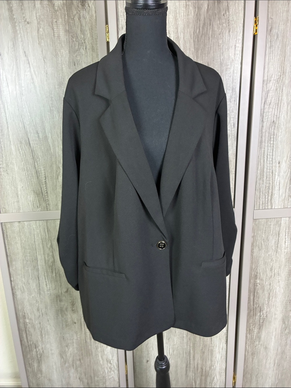 New York Clothing Company Black Classic Single-Button Blazer Jacket Women's 3X